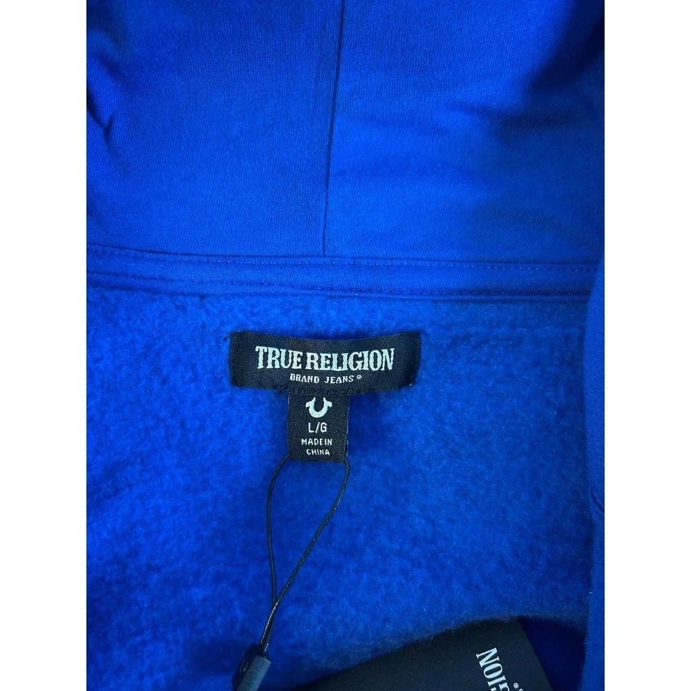True Religion Men Y2K Surf The Web Contrast TR Zip Hoodie Blue Large Urban NWT